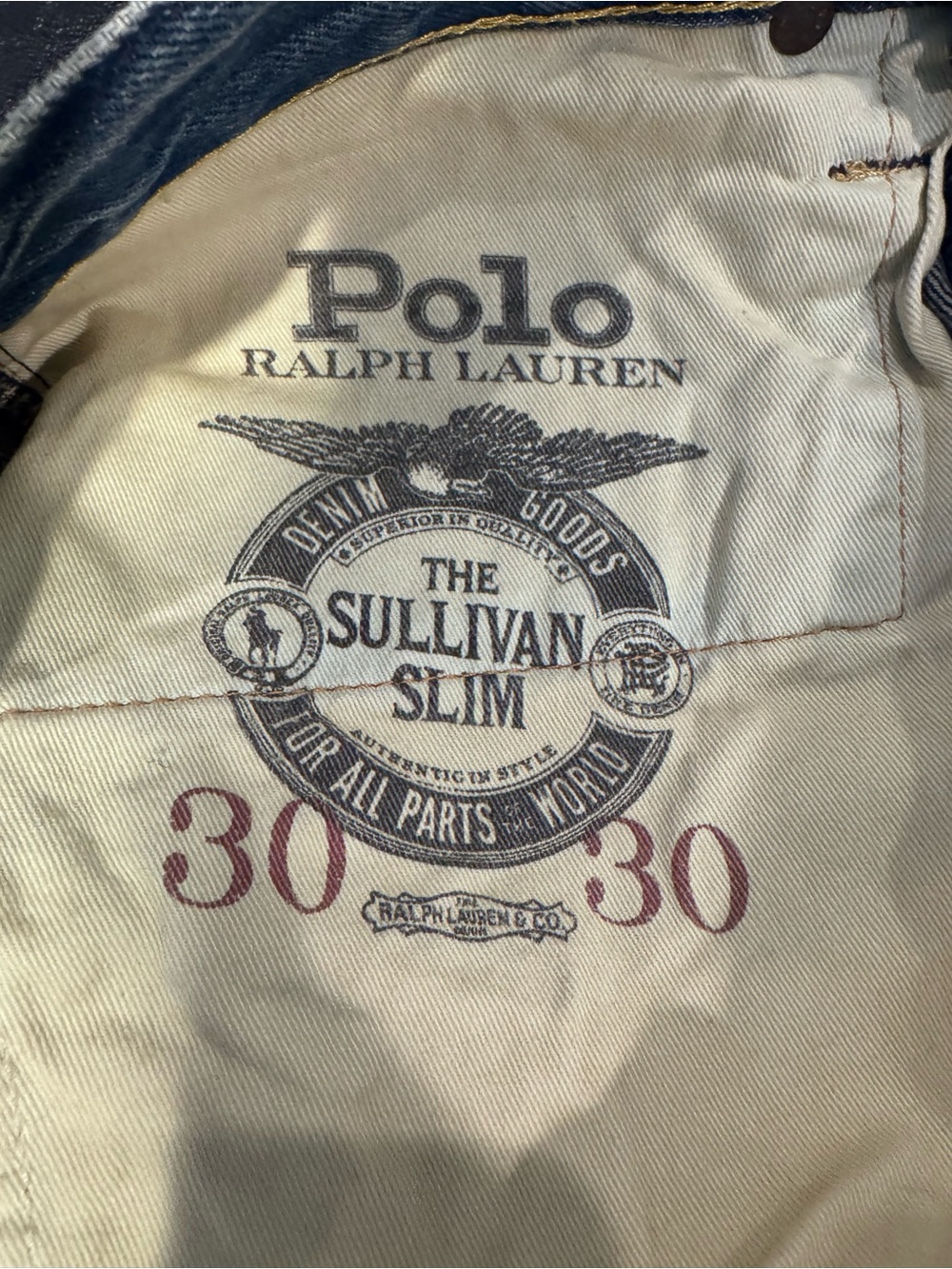 Polo Ralph Lauren Sullivan Slim Patchwork Distressed Jeans 30x30 NWT $248 - Picture 9 of 16